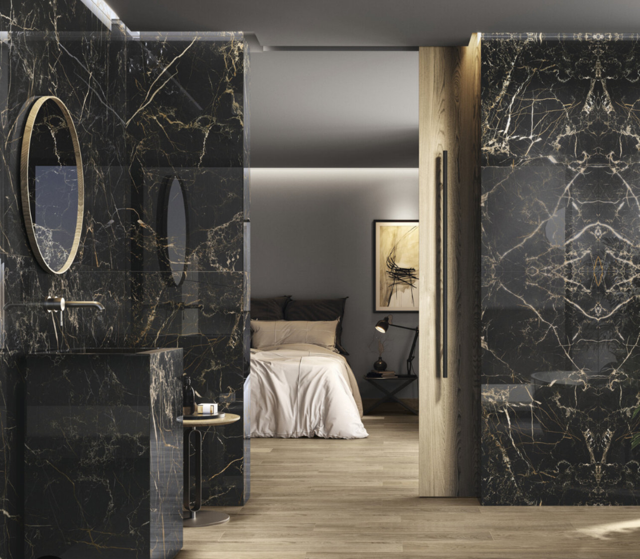 Large format marble tile bathroom installation in Ottawa by Orleans Flooring Co.